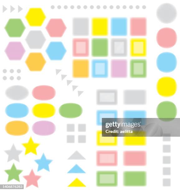vector illustration of set of shapes. label icon set. design elements. - rounded-rectangles-logo stock illustrations