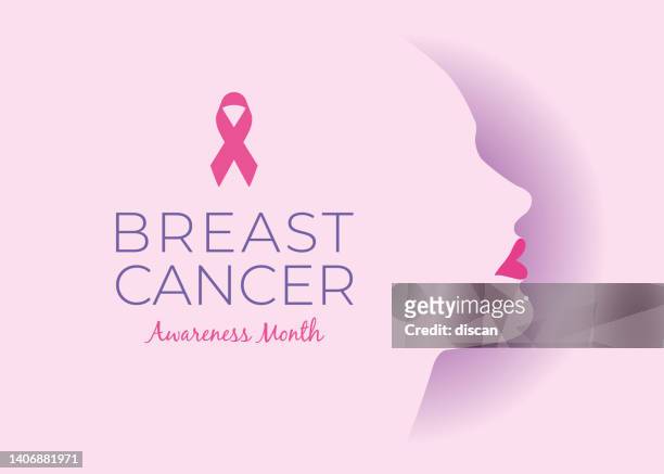 breast cancer awareness month. banner illustration. pink woman face silhouette with pink ribbon symbol. - fight illness stock illustrations