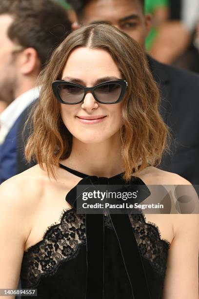 Keira Knightley attends the Chanel Haute Couture Fall Winter 2022 2023 show as part of Paris Fashion Week on July 05, 2022 in Paris, France.