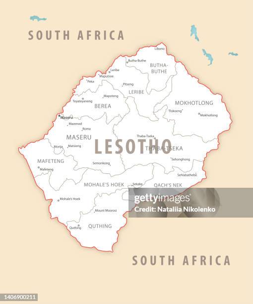 Lesotho Detailed Map With Regions And Cities Of The Country High Res Lesotho Detailed Map With Regions And Cities Of The Country 