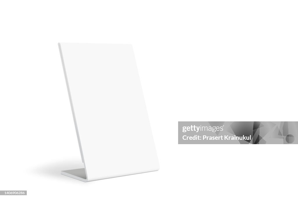 Blank table tents menu on white table