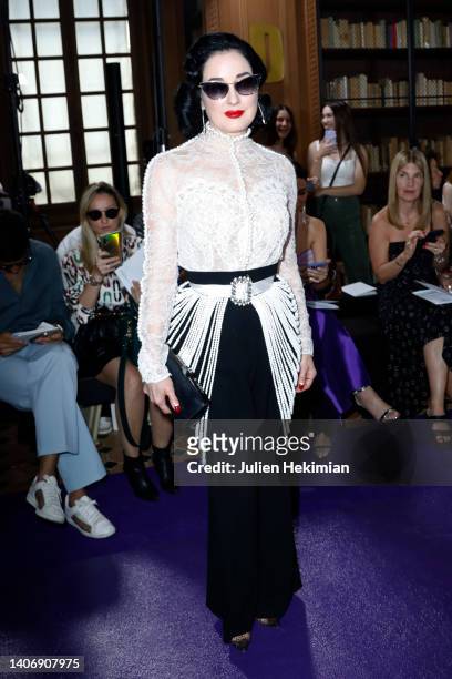 Dita VonTeese attends the Alexis Mabille Haute Couture Fall Winter 2022 2023 show as part of Paris Fashion Week on July 05, 2022 in Paris, France.