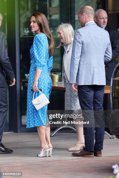 Catherine, Duchess of Cambridge and Prince William, Duke of Cambridge arrives for Day 9 at All England Lawn Tennis and Croquet Club on July 05, 2022...