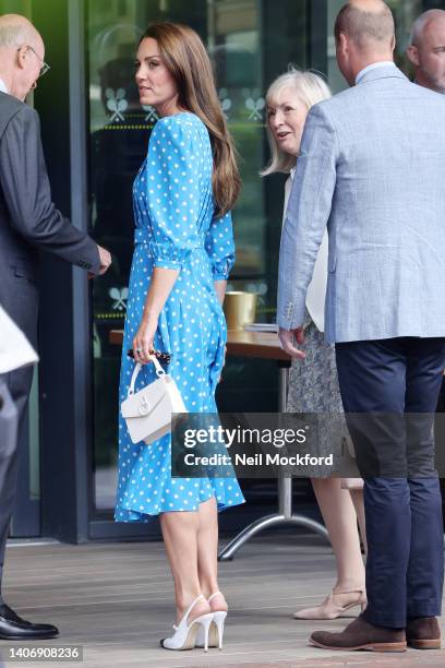 Catherine, Duchess of Cambridge and Prince William, Duke of Cambridge arrives for Day 9 at All England Lawn Tennis and Croquet Club on July 05, 2022...