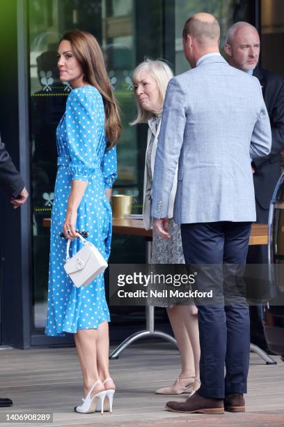 Catherine, Duchess of Cambridge and Prince William, Duke of Cambridge arrives for Day 9 at All England Lawn Tennis and Croquet Club on July 05, 2022...
