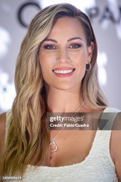 Spanish singer Edurne Garcia Almagro, AKA Edurne, attends the Pandora photocall at the Alma Sensai Club on July 05, 2022 in Madrid, Spain.