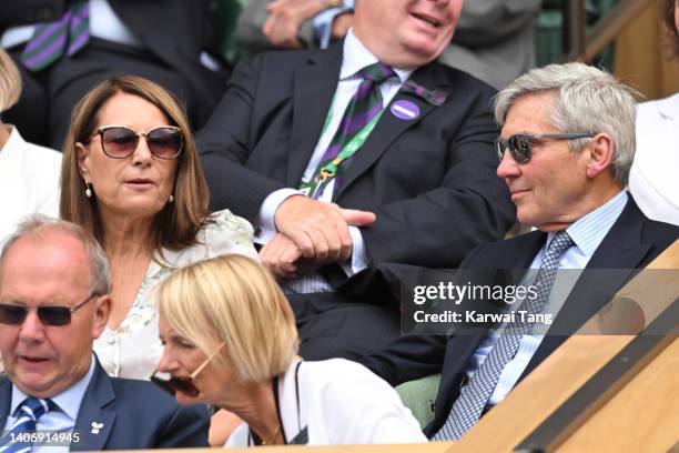 Carole Middleton and Michael Middleton at All England Lawn Tennis and Croquet Club on July 05, 2022 in London, England.