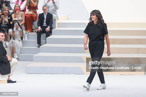 Virginie Viard walks the runway during the Chanel Haute Couture Fall Winter 2022 2023 show as part of Paris Fashion Week on July 05, 2022 in Paris,...