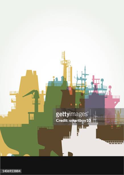 freight or cargo ships - brexit icons stock illustrations