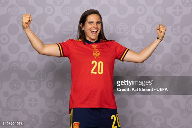 Andrea Pereira of Spain poses for a portrait during the official UEFA Women's Euro England 2022 portrait session at on July 04, 2022 in Marlow,...