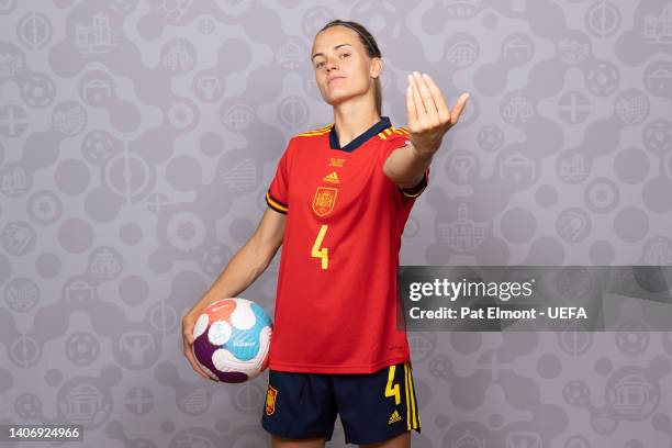 Irene Paredes of Spain poses for a portrait during the official UEFA Women's Euro England 2022 portrait session at on July 04, 2022 in Marlow,...