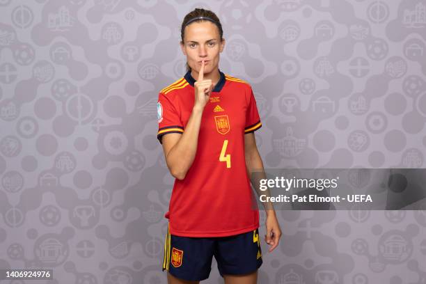 Irene Paredes of Spain poses for a portrait during the official UEFA Women's Euro England 2022 portrait session at on July 04, 2022 in Marlow,...