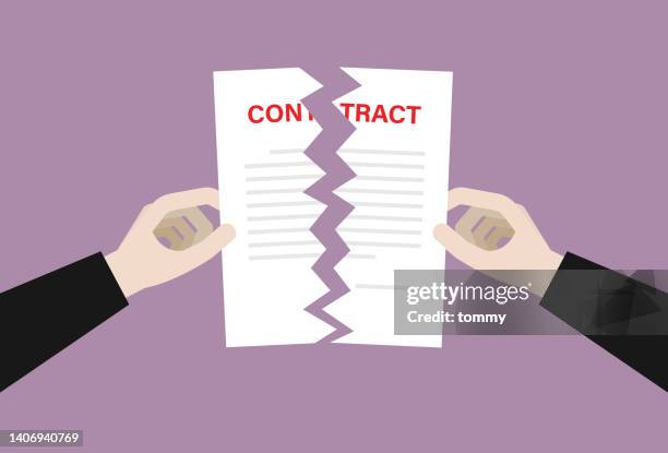 businessman terminates a contract - breaking and exiting stock illustrations