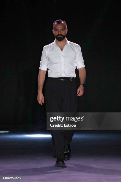 Fashion designer Julien Fournie walks the runway during the Julien Fournie Haute Couture Fall Winter 2022 2023 show as part of Paris Fashion Week on...