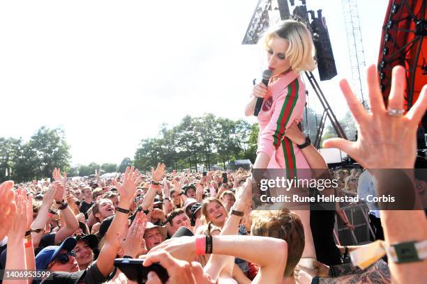 St Vincent performs at the 50th Roskilde Festival on July 2, 2022 in Roskilde, Denmark. .