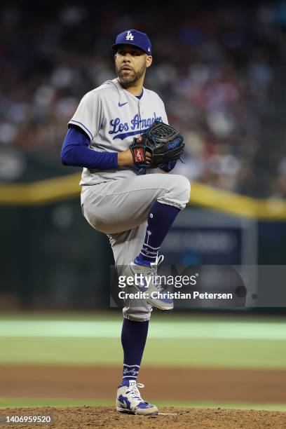 Relief pitcher David Price of the Los Angeles Dodgers pitches against the Arizona Diamondbacks during the seventh inning of the MLB game at Chase...