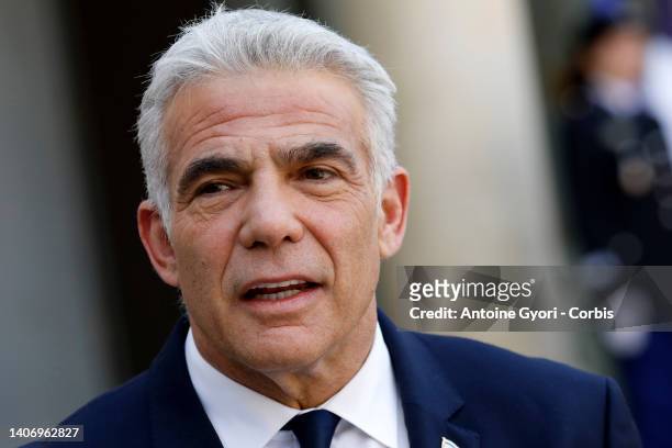 Meeting between the president of France and the prime minister of Israel, at the Elysee Palace. Portrait of Israeli Prime Minister Yair Lapid during...