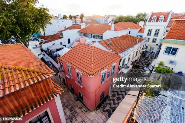 aerial view of cascais town, lisbon, portugal - cascais stockfoto's en -beelden