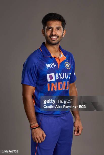 Rahul Tripathi of India poses during a portrait session at The Rose Bowl on July 05, 2022 in Southampton, England.