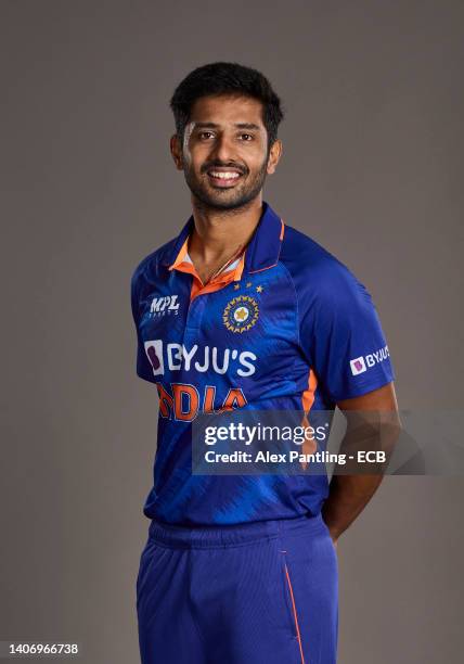 Rahul Tripathi of India poses during a portrait session at The Rose Bowl on July 05, 2022 in Southampton, England.