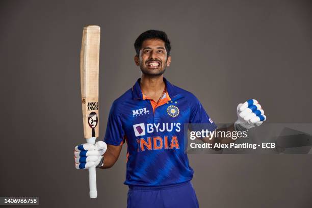 Rahul Tripathi of India poses during a portrait session at The Rose Bowl on July 05, 2022 in Southampton, England.