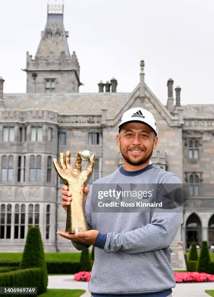 Xander Schauffele of the USA with the winners trophy after Day Two of the JP McManus Pro-Am at Adare Manor on July 05, 2022 in Limerick, Ireland.
