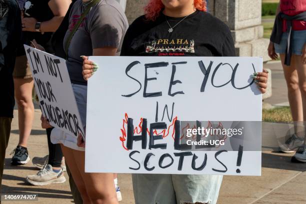 Supporters of abortion rights rally at the capitol following the scrotus ruling Roe V Wade, St. Paul, Minnesota, June 25, 2022. .