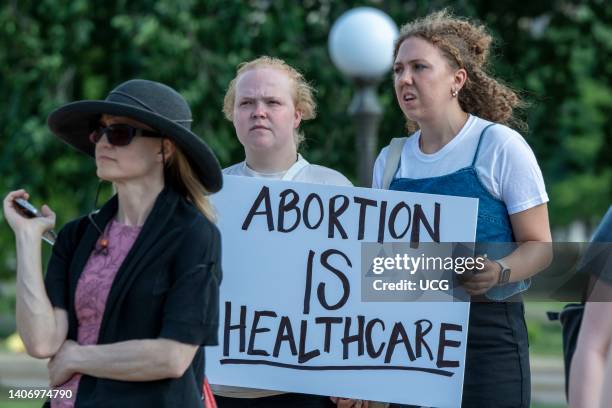 Supporters of abortion rights rally at the capitol following the scrotus ruling Roe V Wade, St. Paul, Minnesota, June 25, 2022. .