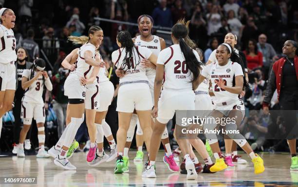 Aliyah Boston of the South Carolina Gamecocks against the Connecticut Huskies in the championship game of the 2022 NCAA Women's Basketball Tournament...