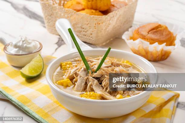 chicken corn soup - chaudiere stock pictures, royalty-free photos & images