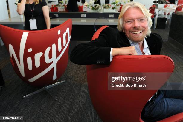 Sir Richard Branson relaxes at the new sustainable Terminal Two at San Francisco International Airport, April 6, 2011 in San Francisco, California.