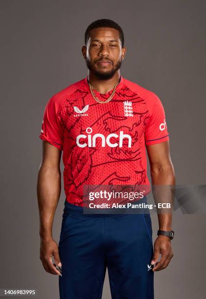 Chris Jordan of England poses during a portrait session at The Rose Bowl on July 05, 2022 in Southampton, England.