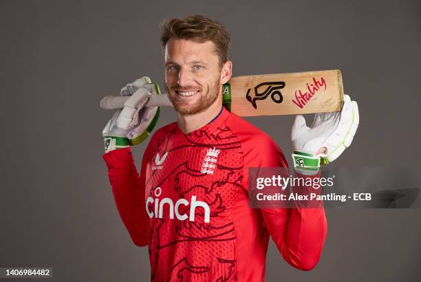 Jos Butler of England poses during a portrait session at The Rose Bowl on July 05, 2022 in Southampton, England.