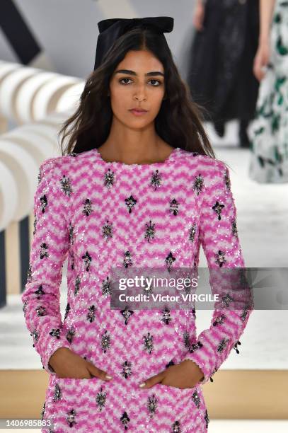 Nora Attal walks the runway during the Chanel Haute Couture Fall/Winter 2022-2023 fashion show as part of the Paris Haute Couture Week on July 5,...