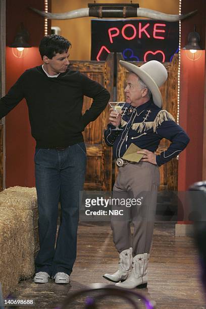 Cowboys and Iranians" Episode 17 -- Pictured: Sean Hayes as Jack McFarland, Leslie Jordan as Beverley Leslie -- Photo by: Chris Haston/NBCU Photo Bank