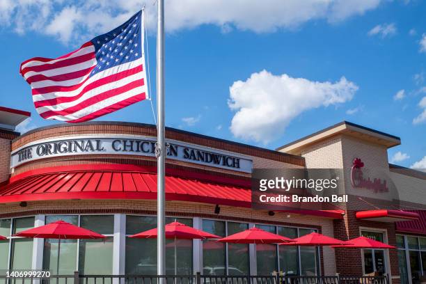 Chick-fil-A restaurant is seen on July 05, 2022 in Houston, Texas. According to an annual survey produced by the American Customer Satisfaction Index...
