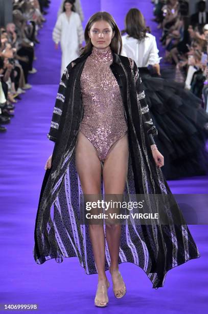 Model walks the runway during the Alexis Mabille Haute Couture Fall/Winter 2022-2023 fashion show as part of the Paris Haute Couture Week on July 5,...