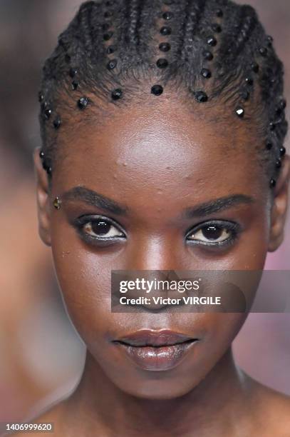 Model walks the runway during the Alexis Mabille Haute Couture Fall/Winter 2022-2023 fashion show as part of the Paris Haute Couture Week on July 5,...