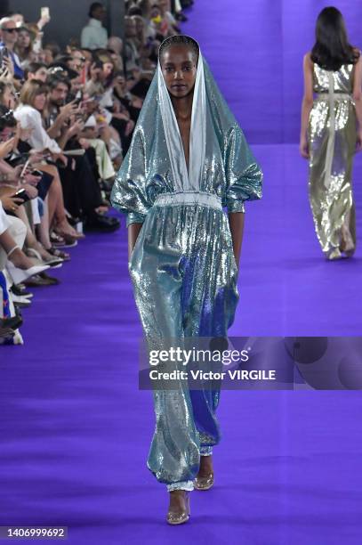 Model walks the runway during the Alexis Mabille Haute Couture Fall/Winter 2022-2023 fashion show as part of the Paris Haute Couture Week on July 5,...