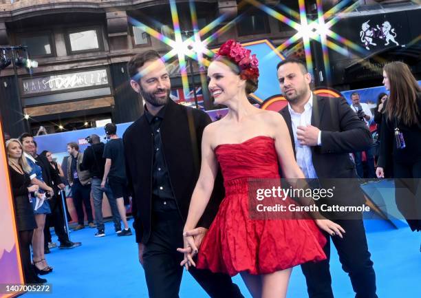 Natalie Portman and husband Benjamin Millepied attend the UK Gala Screening of Marvel Studios' Thor: Love and Thunder at Odeon Luxe Leicester Square...