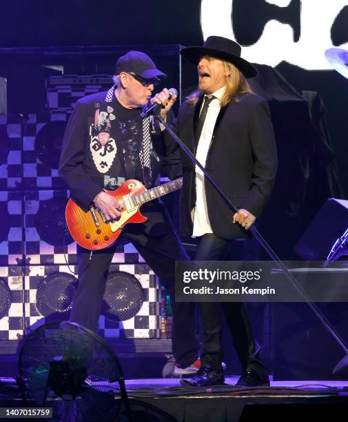 Rick Nielsen and Robin Zander of the band Cheap Trick perform at Bridgestone Arena on July 05, 2022 in Nashville, Tennessee.