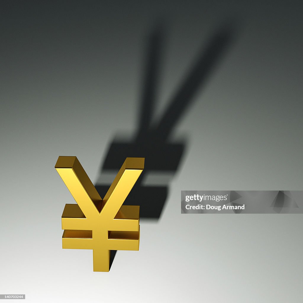 Yen/Renminbi  symbol casting a shadow