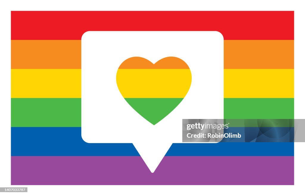 Rainbow Flag With White Speech bubble Heart