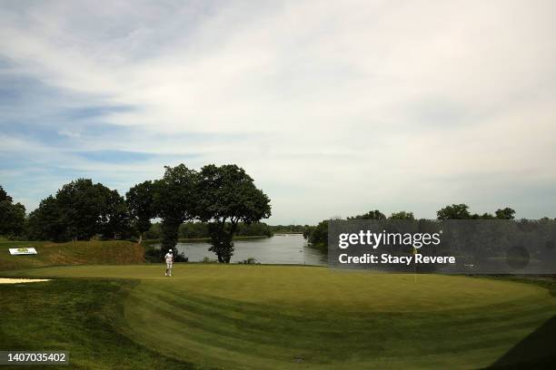 Pan of Taiwan walks to the 16th green during the final round of the John Deere Classic at TPC Deere Run on July 03, 2022 in Silvis, Illinois.