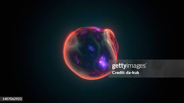 virus cell on black background - levend organisme stockfoto's en -beelden