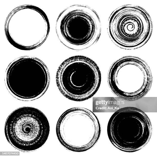 bildbanksillustrationer, clip art samt tecknat material och ikoner med set of grunge circles - repad