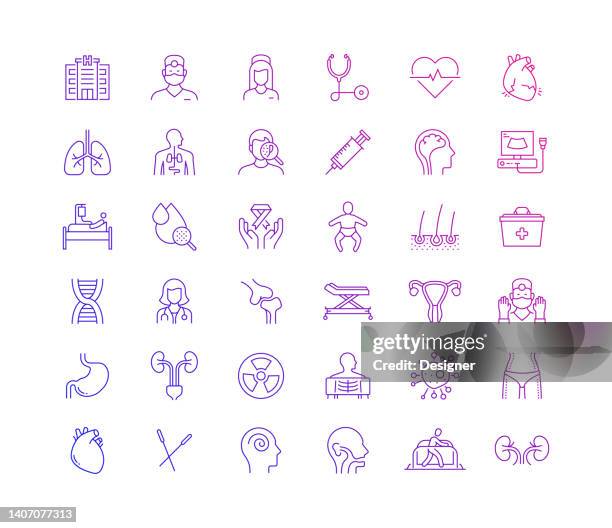 ilustraciones, imágenes clip art, dibujos animados e iconos de stock de conjunto simple de iconos de línea delgada de vectores relacionados con la medicina y la atención médica. colección de símbolos de esquema. - diarrhea