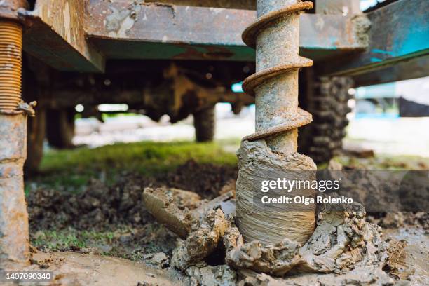 water well drilling, groundwater level research. borehole auger - borehole stock-fotos und bilder