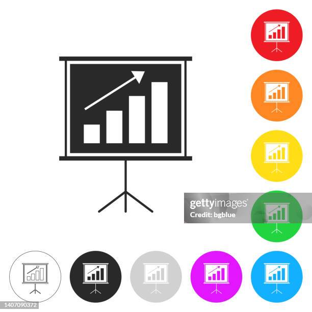 geschäftspräsentation. symbol auf bunten schaltflächen - weiße tafel stock-grafiken, -clipart, -cartoons und -symbole