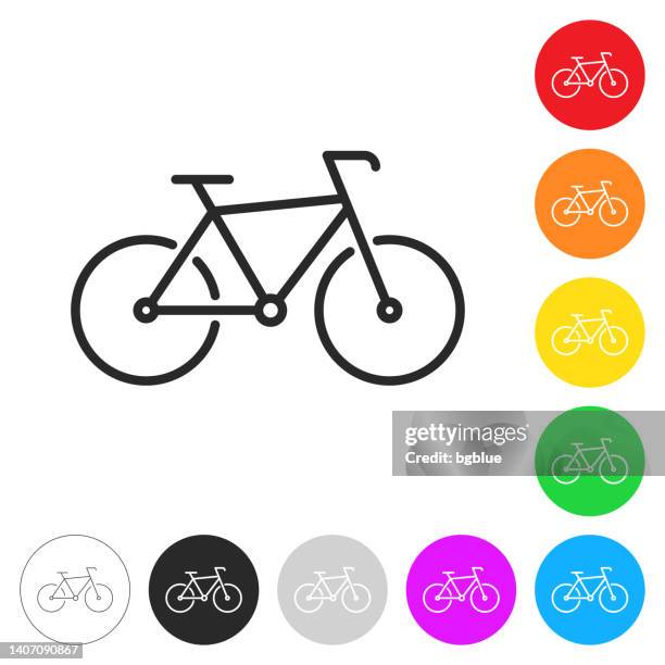 bike. icon on colorful buttons - cycling event stock illustrations